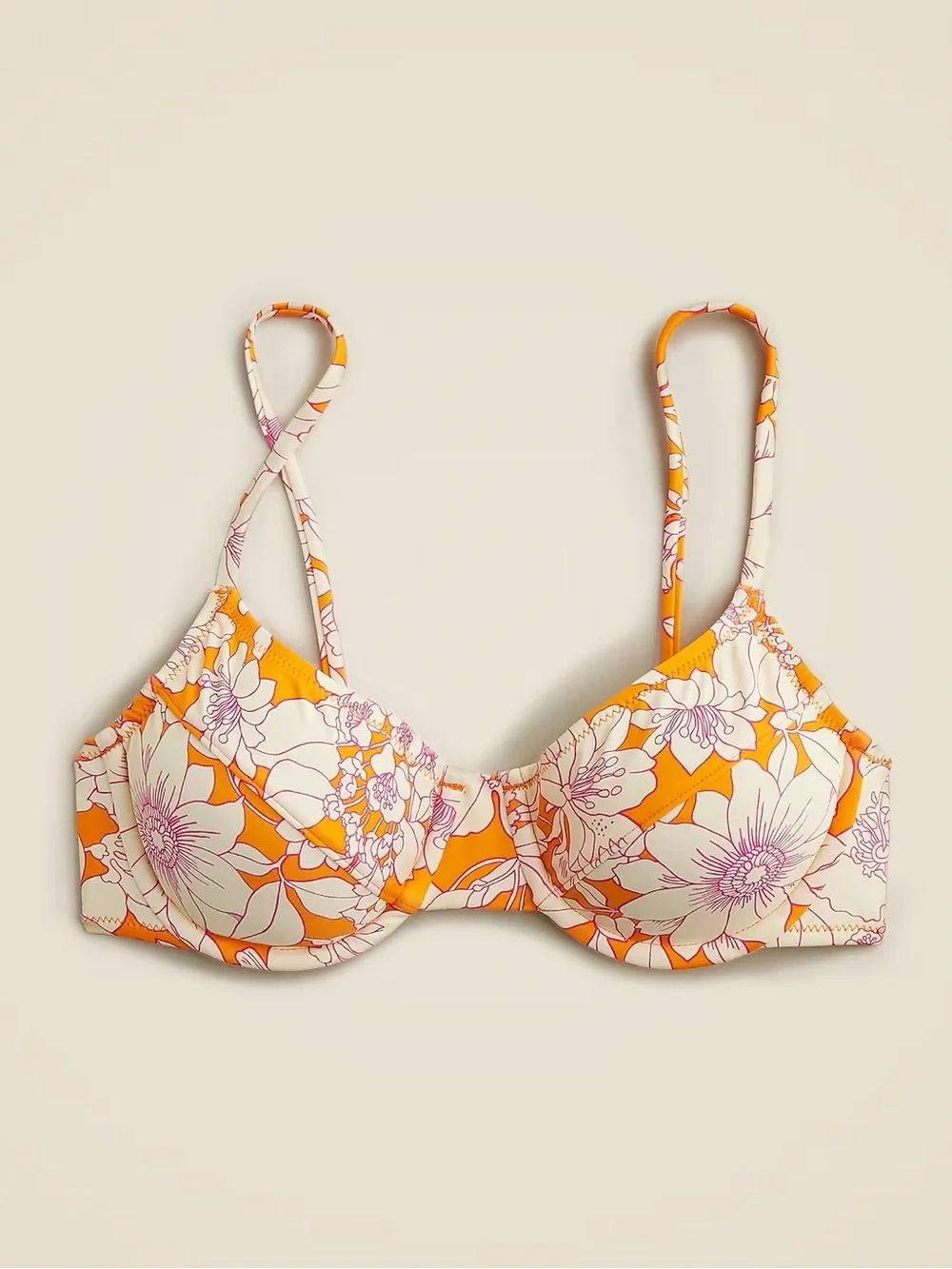 J. Crew 1993 underwire bikini top in orange floral